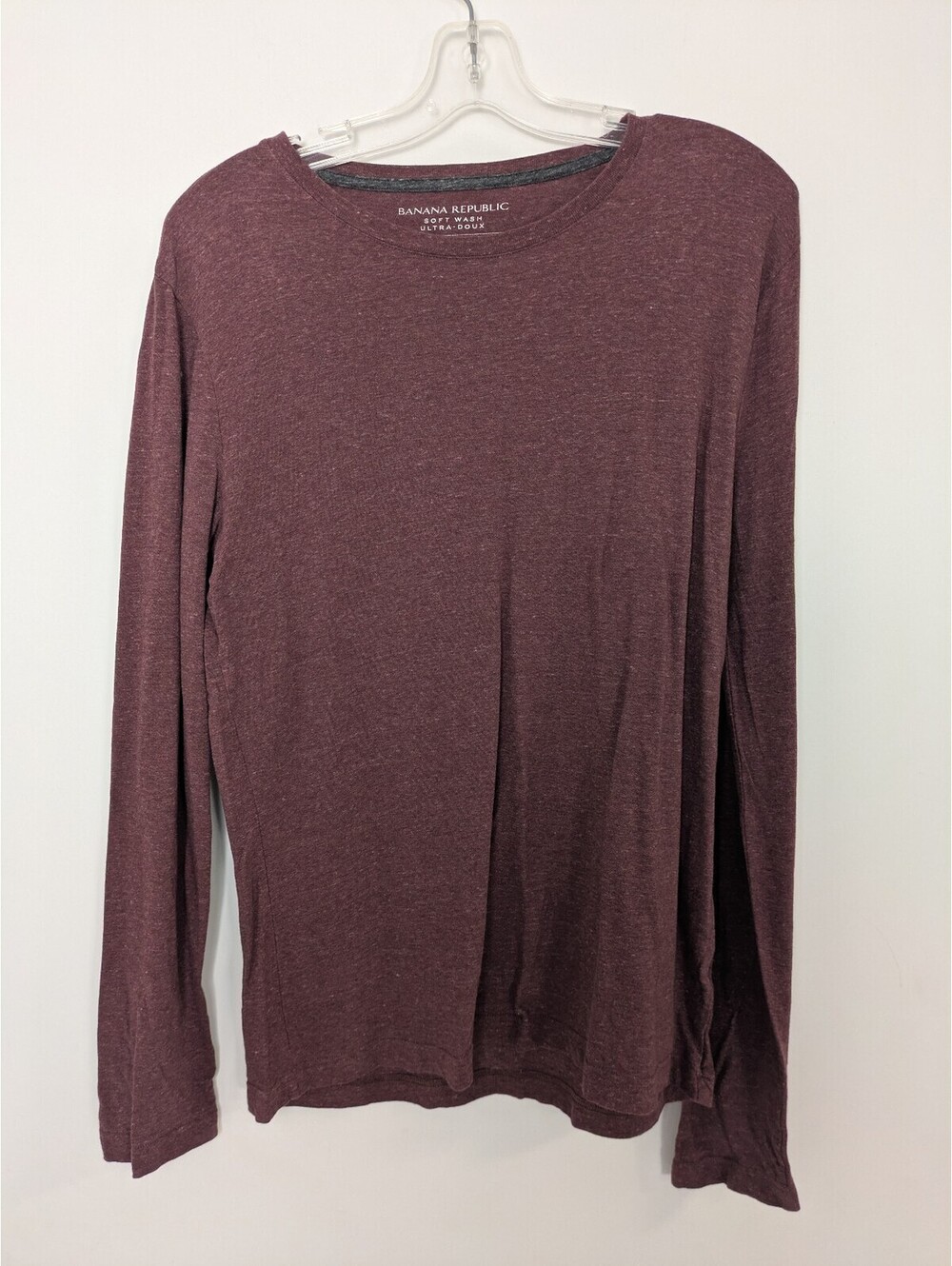 Banana Republic Soft Wash Burgundy Heathered Long Sleeve T-Shirt Crewneck Medium